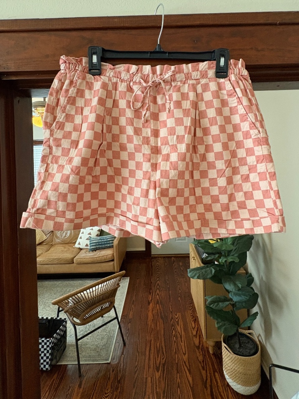 Pink Checkerboard Shorts Size L